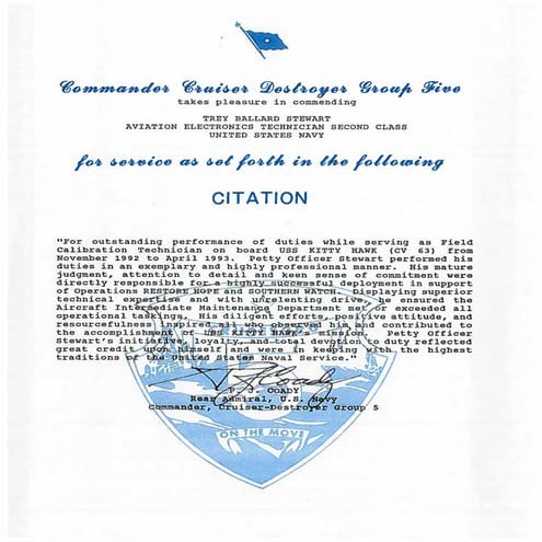 Admiral Coady Letter of Commendation | PDF