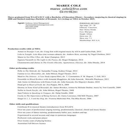 Maree Cole CV one page | PDF