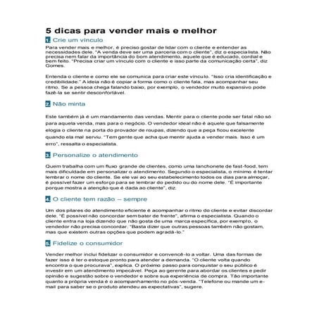 25 dicas pra vender mais e melhor | DOC