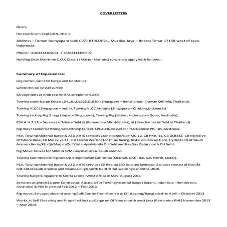 cover letter and update cv.Septadi N