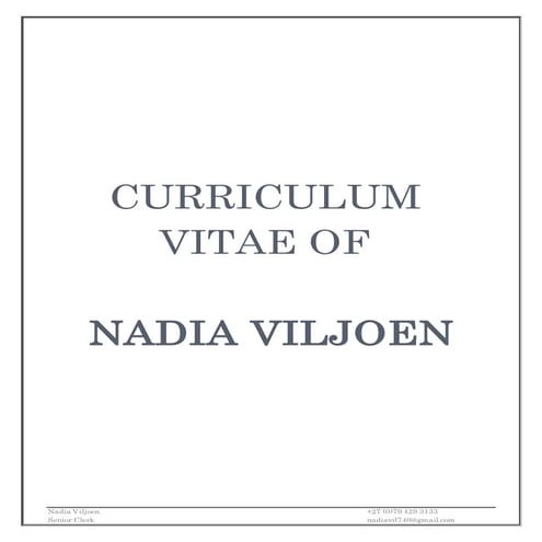 CV of Ms Nadia Viljoen