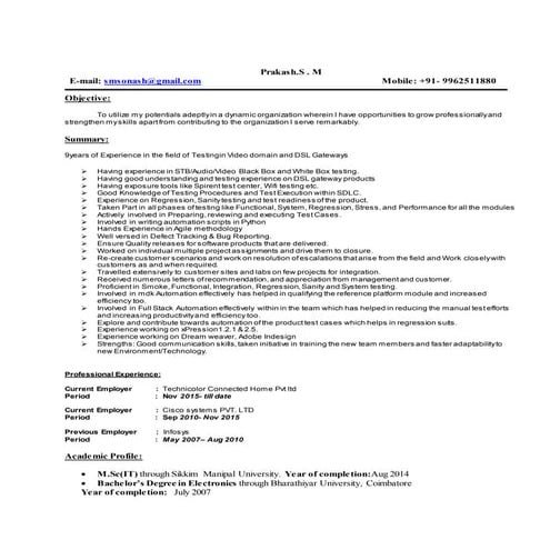 9 yrs of Testing Exp_STB and DSL gateway products