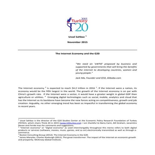 The Internet Economy and the G20