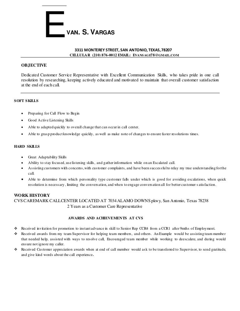 finished resume cvs caremark call center