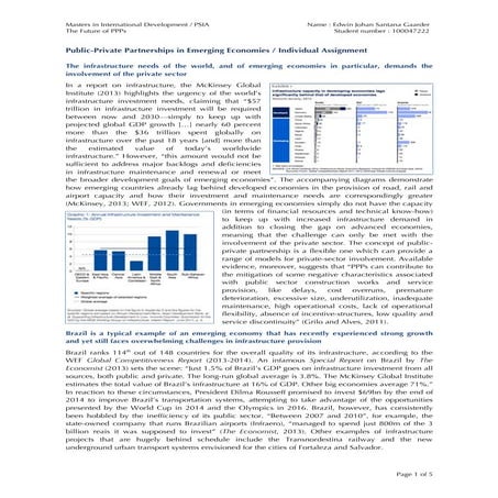 Individual Assignment on PPPs in Emerging Markets - Edwin Johan Santana Gaarder