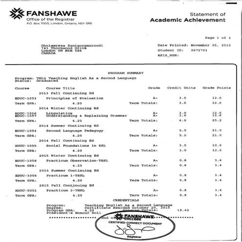 TESL Transcripts | PDF