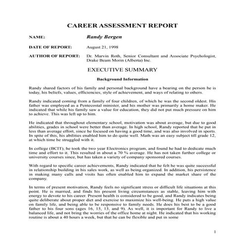 Career Assessment Report