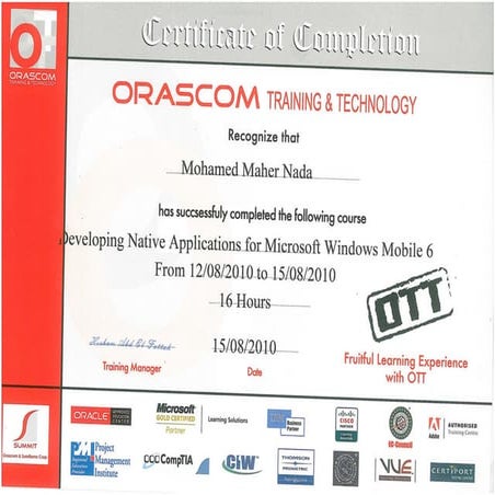 Orascom Telecom & Informatiom Certificate | PDF