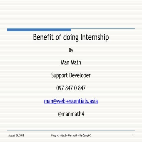 Benefit of doing Internship