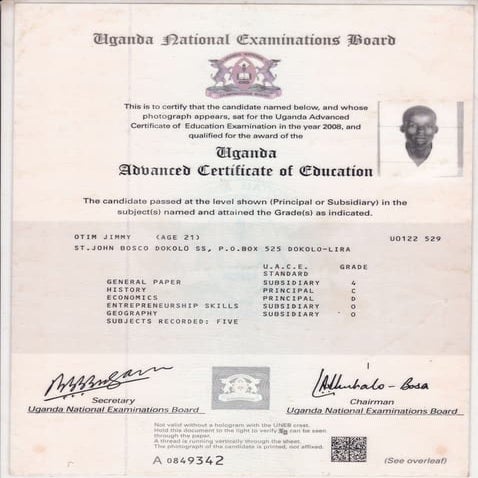 A' LEVEL CERTIFICATE