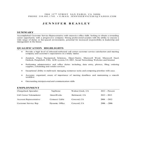 Jennifer Beasley Resume