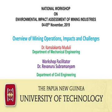 Overview of Mining Operations, Impacts and Challenges in Papua New Guinea