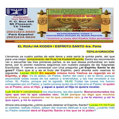 5 el ruaj ha kodesh 5ta. parte