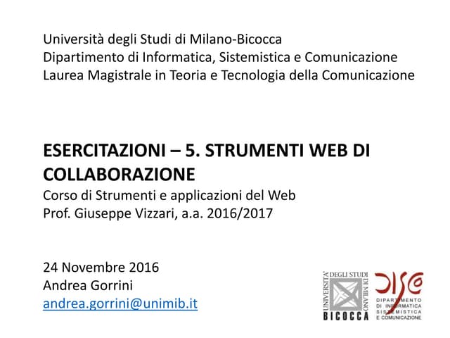 5 Esercitazione - Strumenti Web Collaborazione