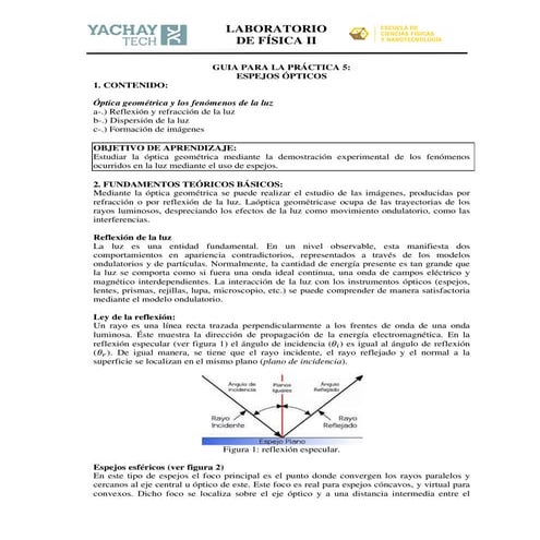 Sesión de Laboratorio 5: Espejos Ópticos