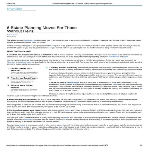 Estate Planning for People Without Children | PDF
