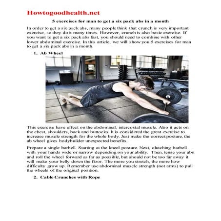 5 exercises for man to get a six pack abs in a month