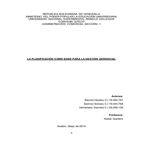 5 expo la planificación como base para la gestión gerencial