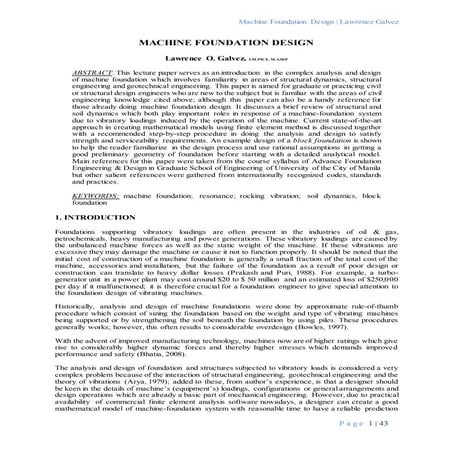 Machine Foundation Design - An Introduction | PDF
