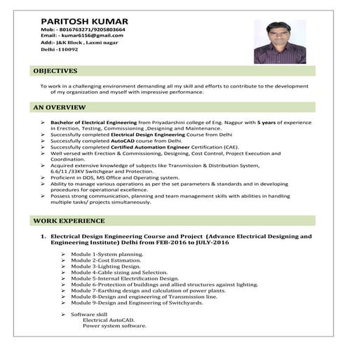 ELECTRICAL DESIGN ENGINEER LT & HT PANELS | PDF
