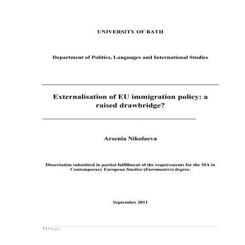 Externalisation of EU immigration policy: a raised drawbridge?