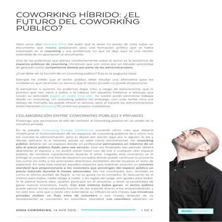 Coworking Híbrido ¿El futuro del coworking público?