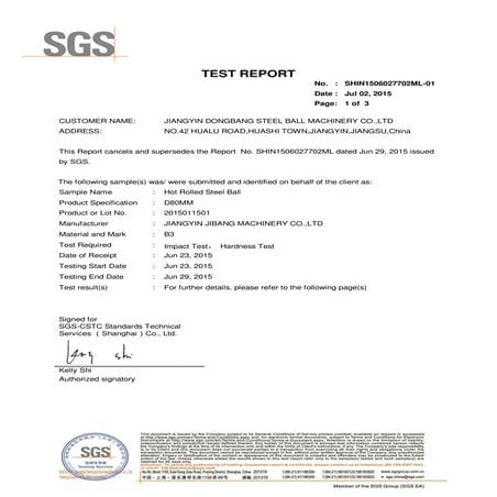 SGS 30000 times life cycle test report | PDF