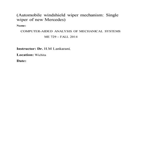 cam report windshield wiper mechanism | DOCX