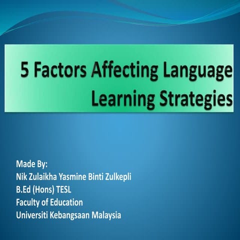 5 factors affecting language  learning strategies