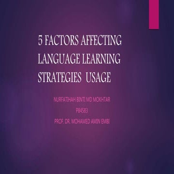 5 factors affecting language learning strategies usage