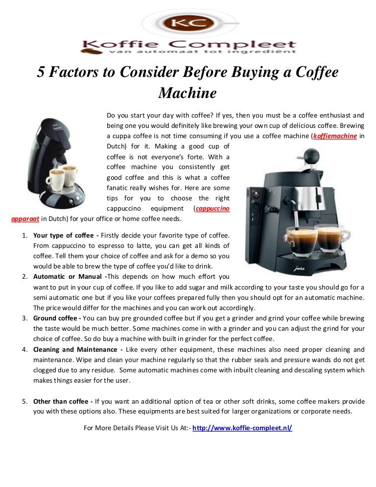 5 factors to consider before buying a coffee machine