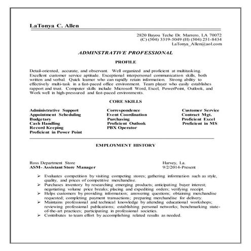 Latonya Allen Resume 2020