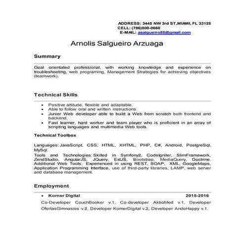 Resume Arnolis