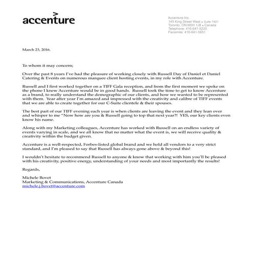 Accenture Letter of Reference