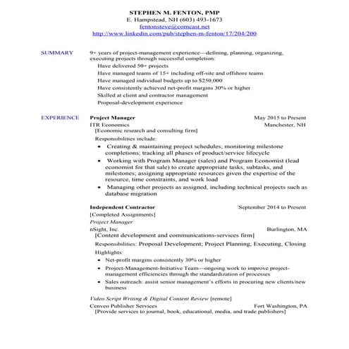 Stephen M. Fenton, PMP_Resume | DOC