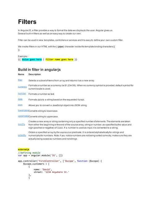 Filters in AngularJS