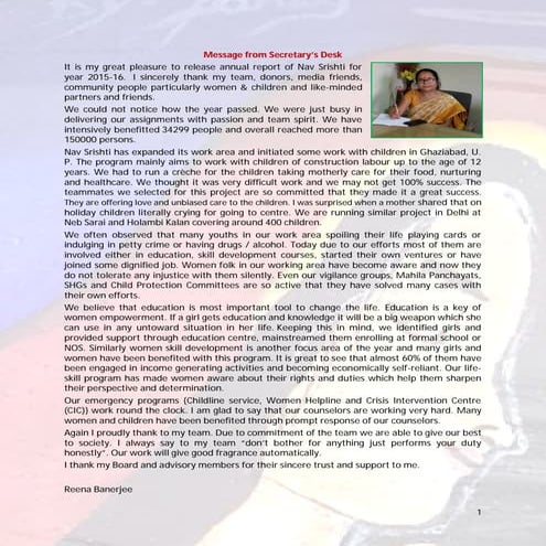 Annual Report 2015-2016 - Nav Shristi