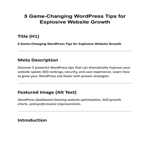 Top 5 WordPress Tips to Boost Website Performance & Growth | KGN ...