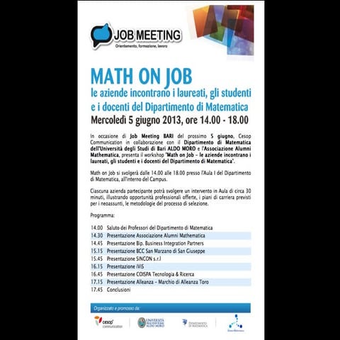 5 giugno 2013   Presentazione Alumni Mathematica