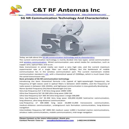 5G NR Communication Technology And Characteristics