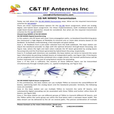 5G NR MIMO Transmission