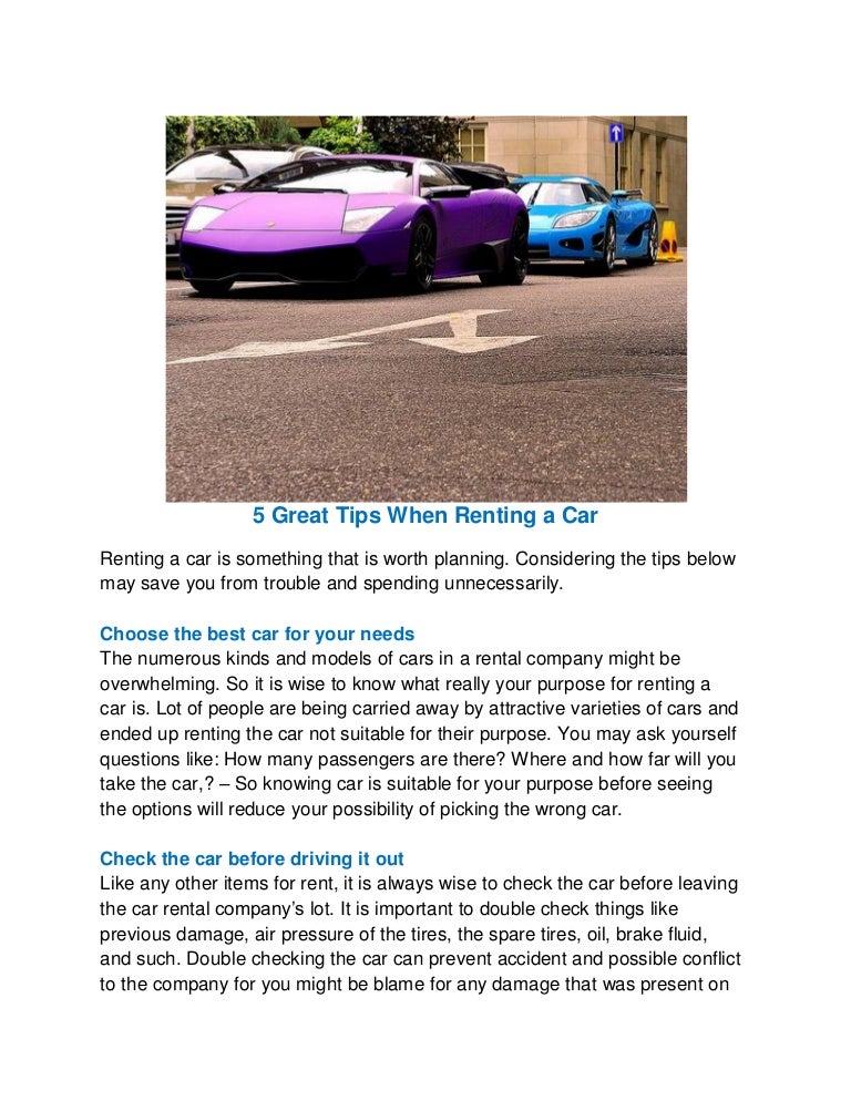 5 great tips when renting a car