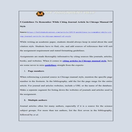 5 guidelines to remember while citing journal article in chicago manual