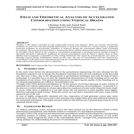 FIELD AND THEORETICAL ANALYSIS OF ACCELERATED CONSOLIDATION USING VERTICAL DR...