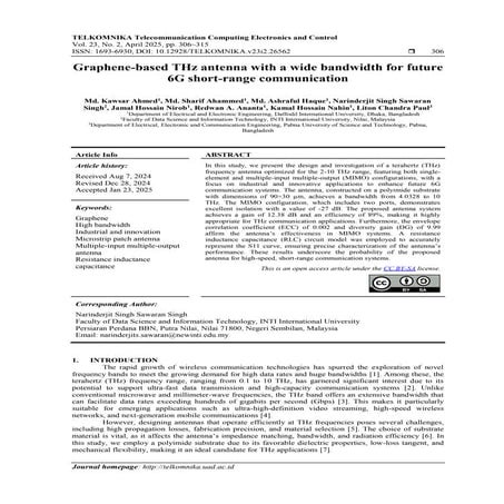 Graphene-based THz antenna with a wide bandwidth for future 6G short-range co...