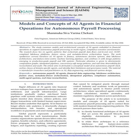 Models and Concepts of AI Agents in Financial Operations for Autonomous ...