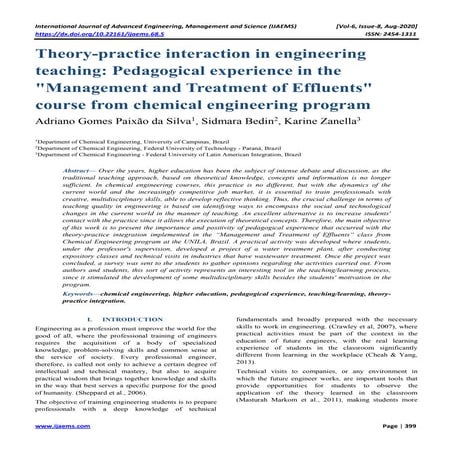 Theory-practice interaction in engineering teaching: Pedagogical experience i...