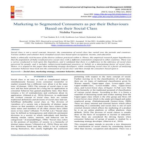 Social class and consumer behavior | DOCX