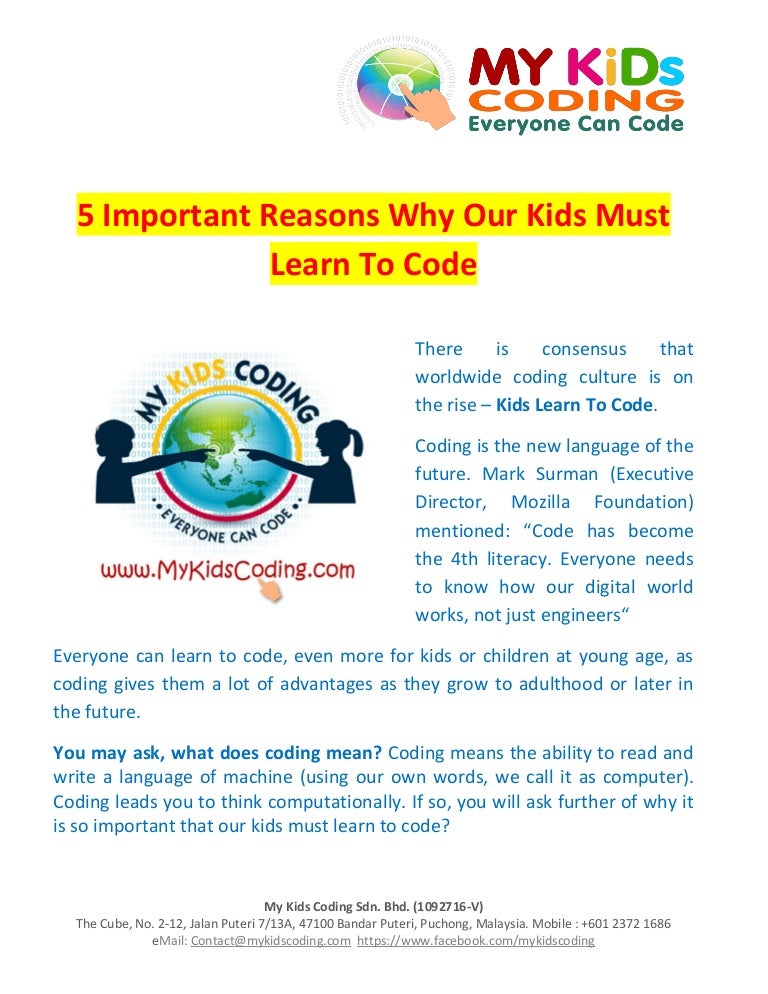 5 important reasons why our kids must learn to code