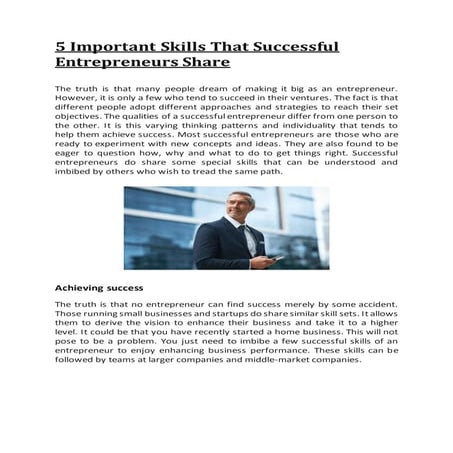 5 important skills that successful entrepreneurs share